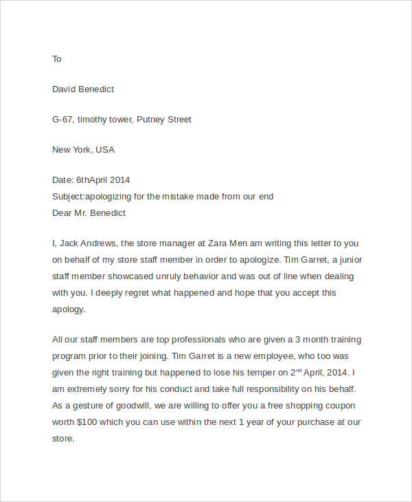 Letter to customer apology a writing an Tips to