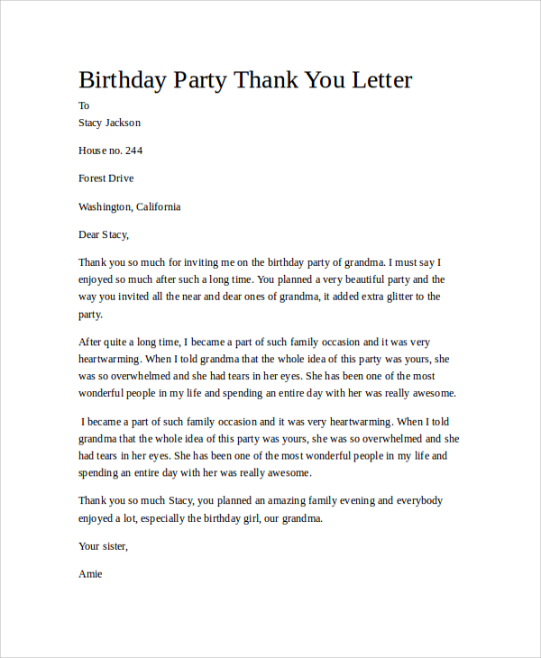 How to write a birthday thank you letter