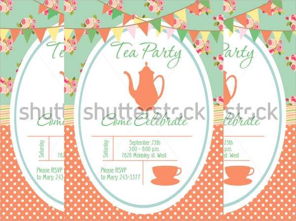 tea party invitation card template