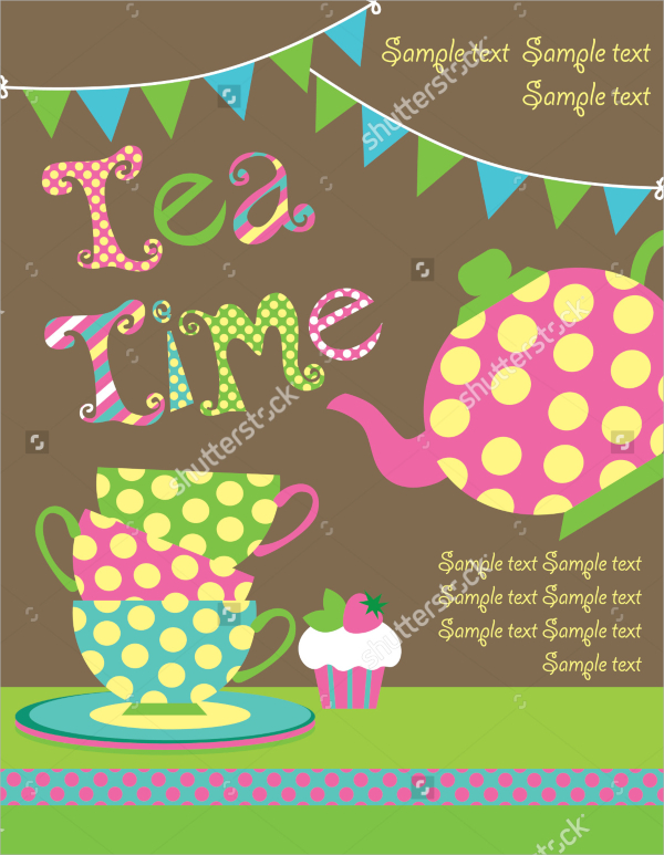 tea party card vector illustration