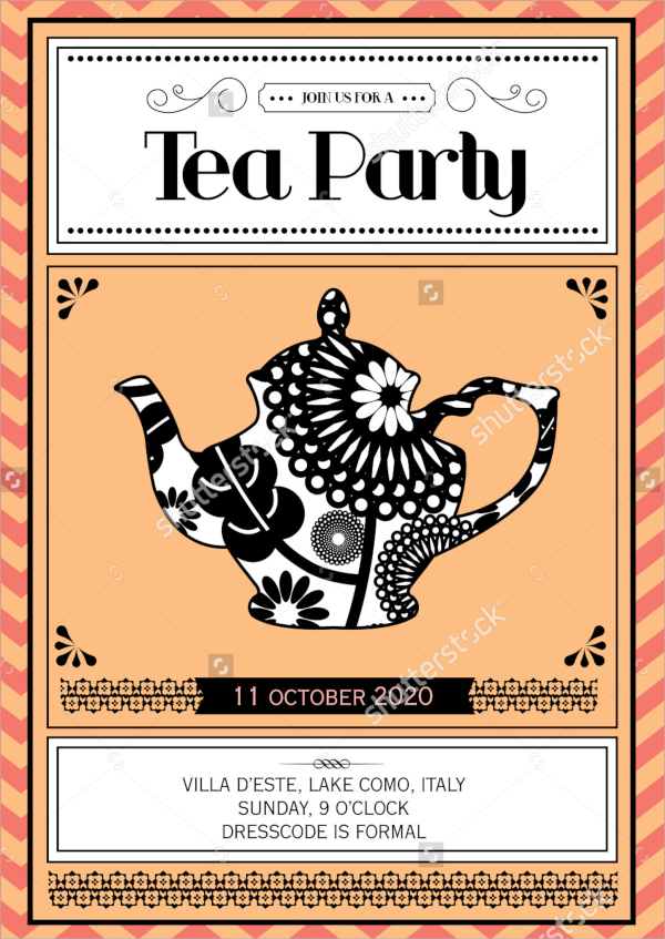 vintage tea party invitation illustration