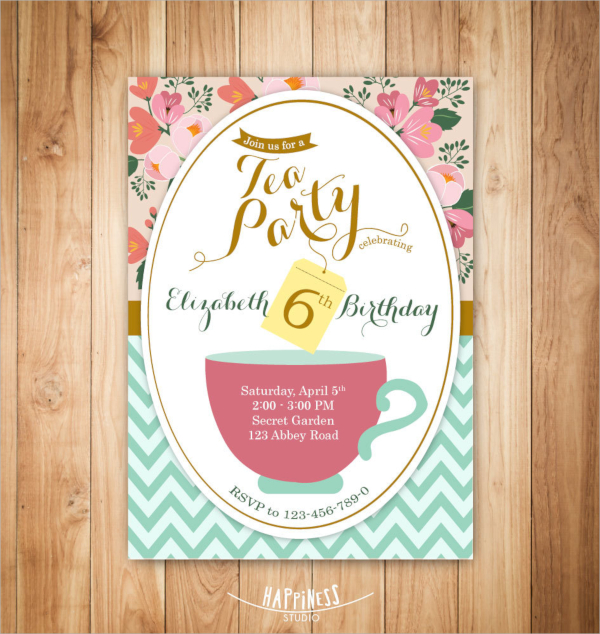 tea party birthday invitation 