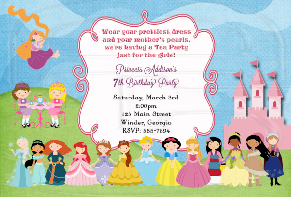 princess tea party invitation 