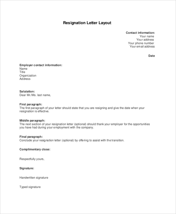 email resignation letter writing
