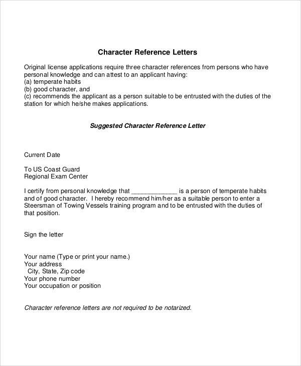 suggested character reference letter