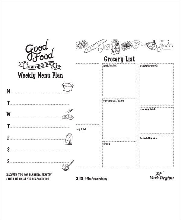 weekly menu plan