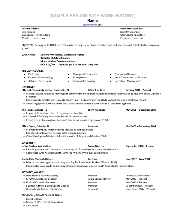 Office Depot Sample Resume 