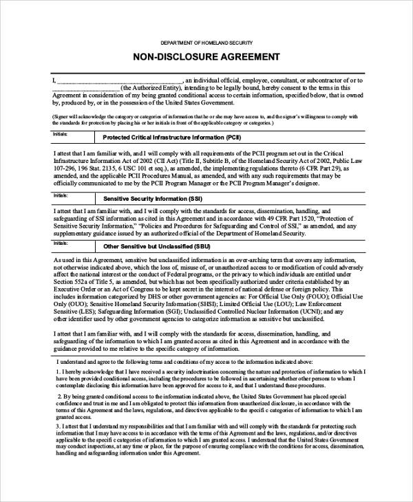 government non disclosure agreement