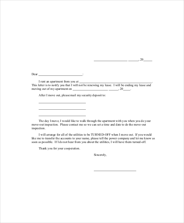 lease agreement termination letter