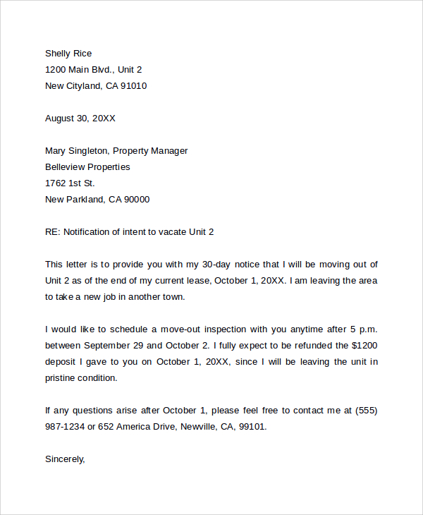 Apartment Lease Termination Letter