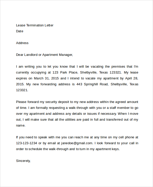 agreement 6 diplomatic letters Termination Lease 7 PDF, Sample Word  In Documents   Letter