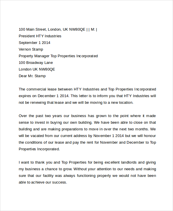 Early Lease Termination Letter To Landlord Template from images.sampletemplates.com