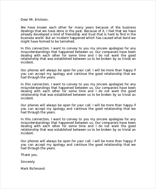 FREE Sample Formal Apology Letter Templates In PDF MS Word