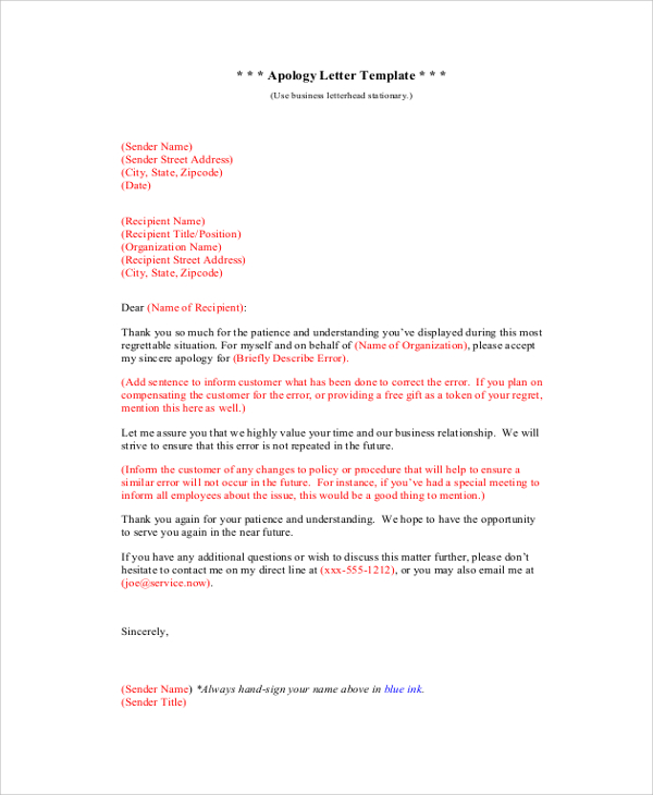 formal apology letter format