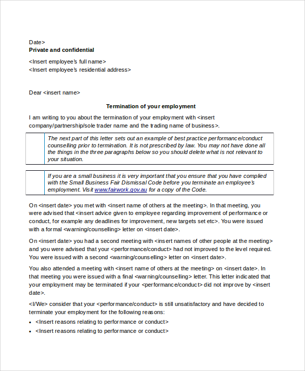 Sample Letter Of Termination Of Employment from images.sampletemplates.com