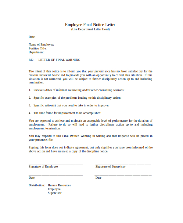 employee final notice letter