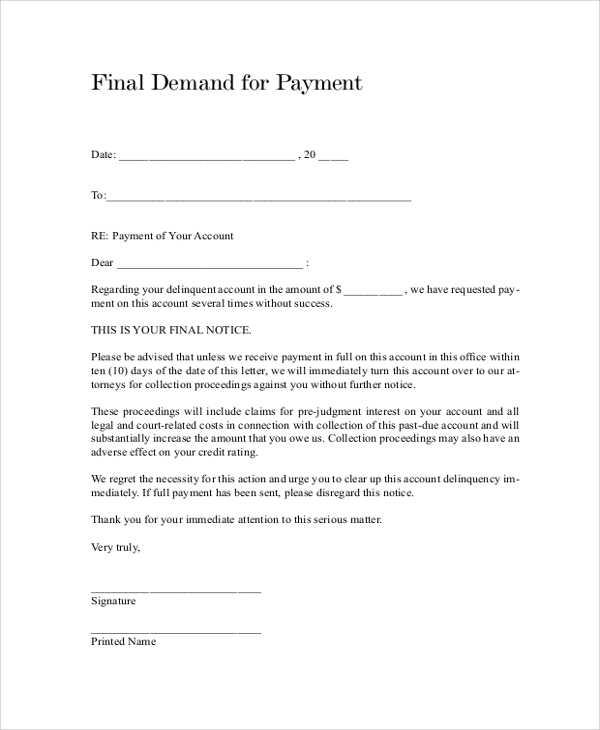 free 10 sample final notice letter templates in pdf  ms