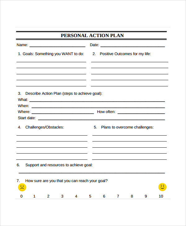 sample personal action plan