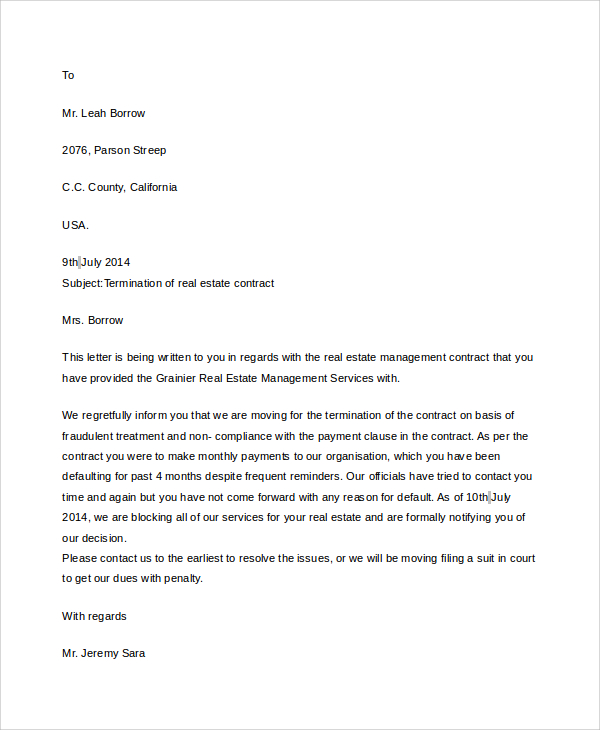 Service Contract Termination Letter Template from images.sampletemplates.com