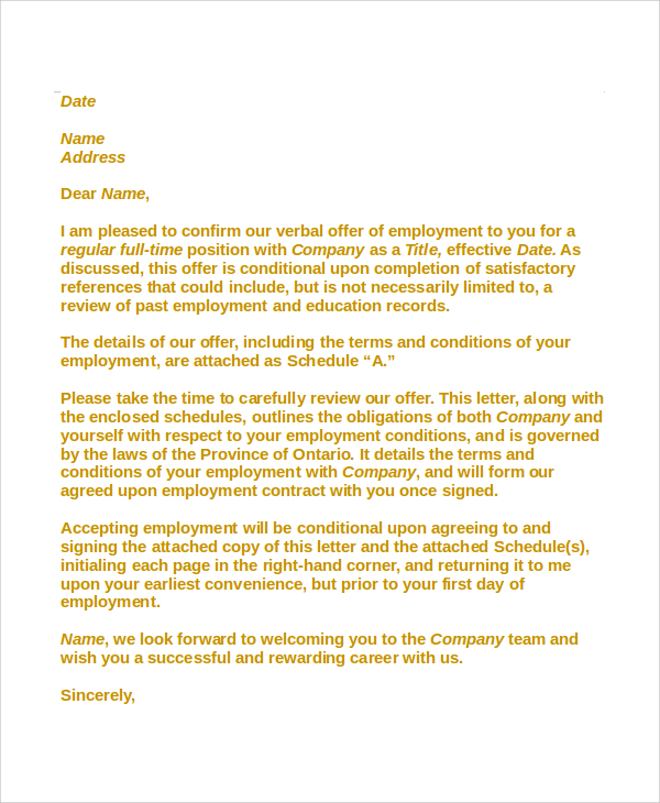 employment contract acceptance letter