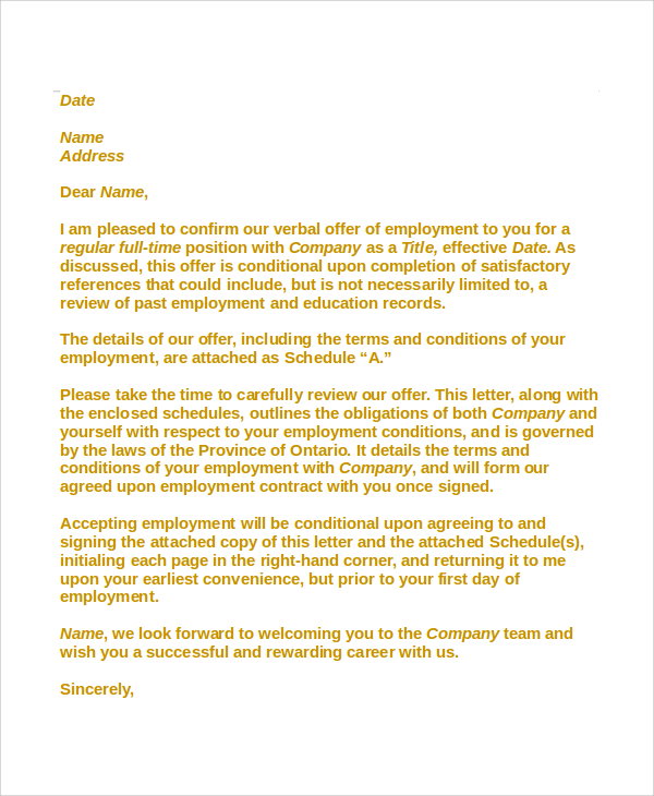 FREE 7+ Sample Employment Acceptance Letter Templates in ...