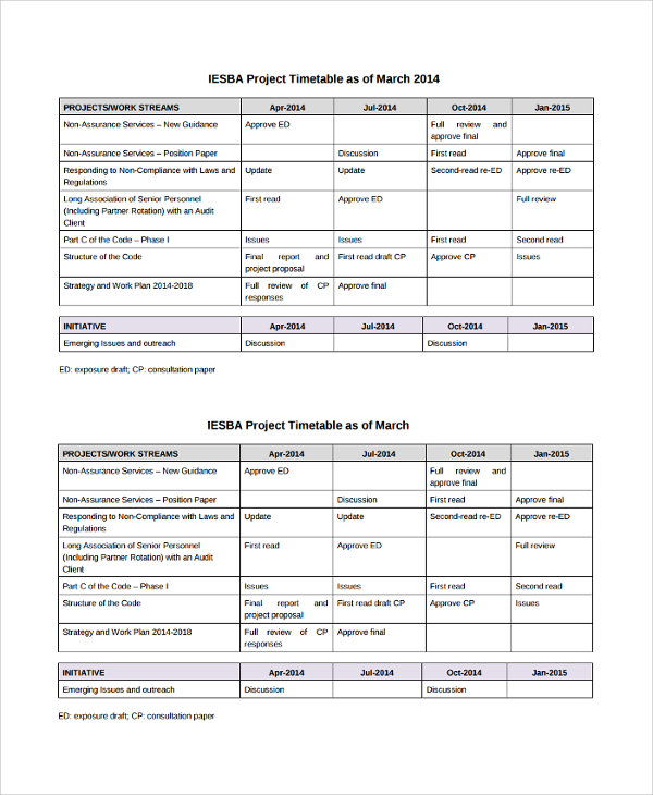 FREE 6 Sample Project Timetable Templates In PDF