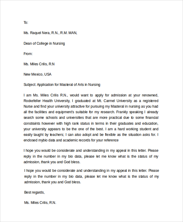 vera beauty college application letter