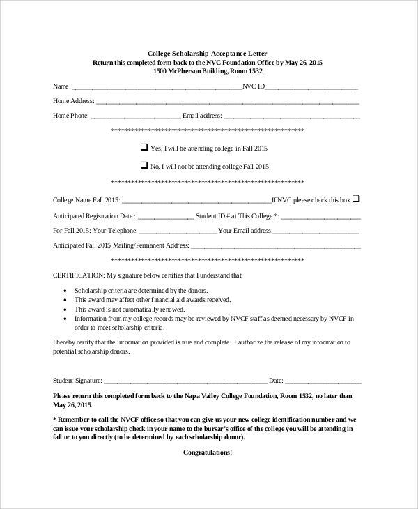 application letter for signature in scholarship form