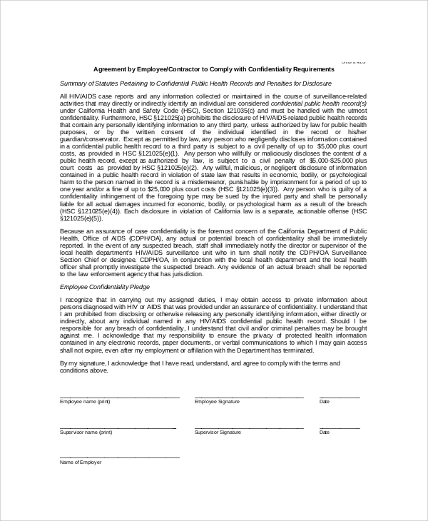 employee contractor confidentiality agreement