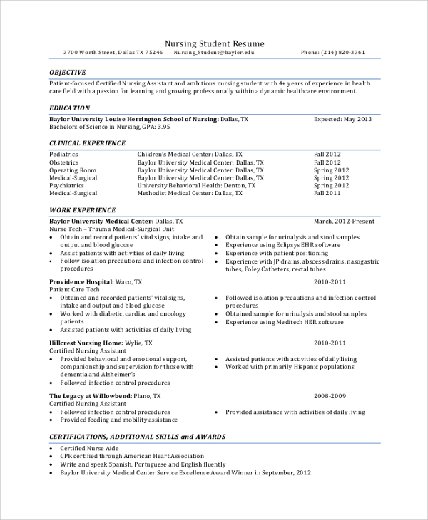 professional nursing resume