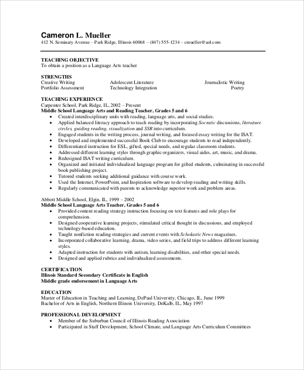 resume for experienced format