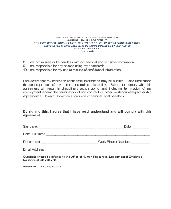 Employee Confidentiality Agreement Template Collection