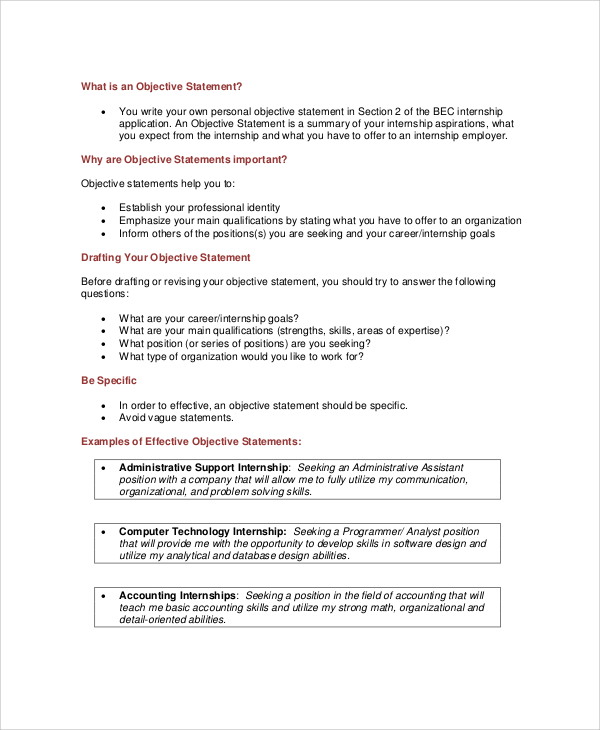 FREE 7+ Resume Career Objective Templates in PDF MS Word