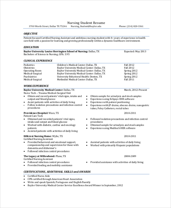 experienced nurse resume template free in microsoft