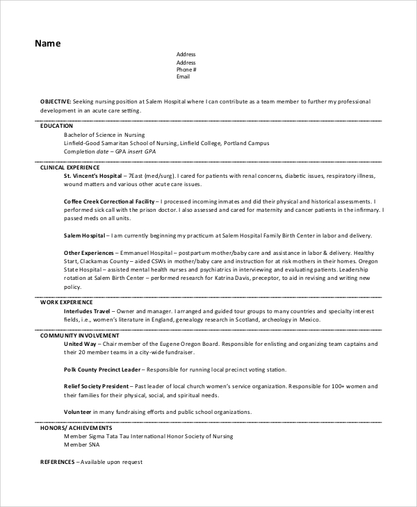 registered nurse resume objective statement examples