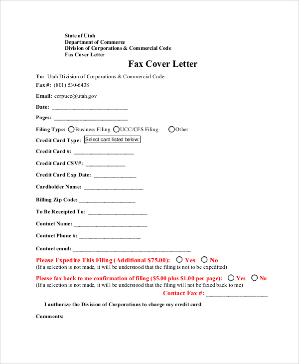 FREE 7+ Sample Fax Cover Letter Templates in PDF | MS Word