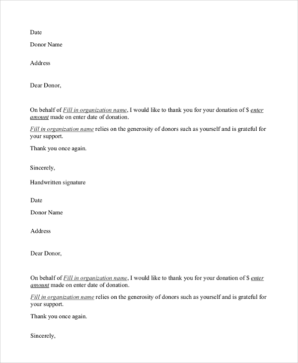 Sample Donation Thank You Letter 7 Documents In Pdf Word