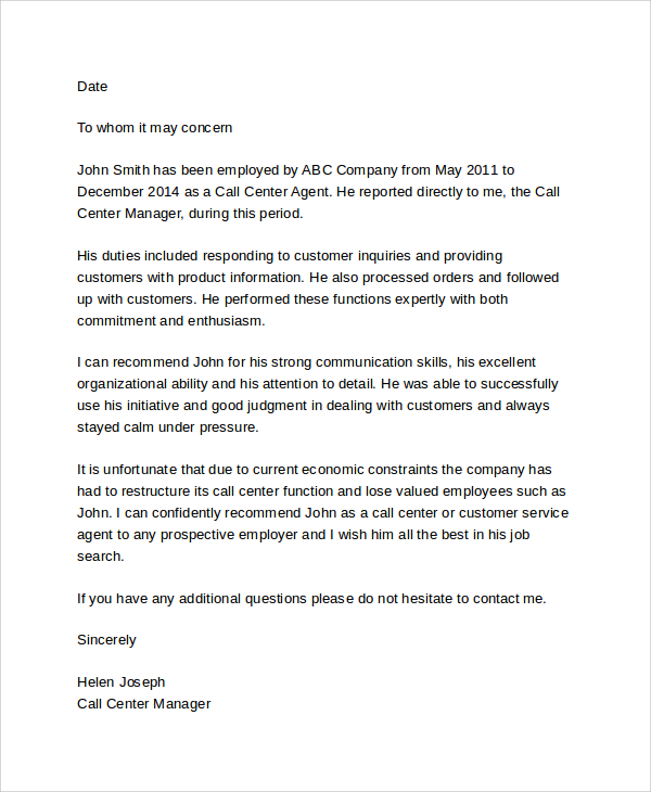 Letter To Prospective Employee from images.sampletemplates.com