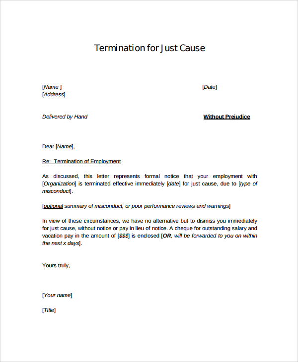 formal employment termination letter