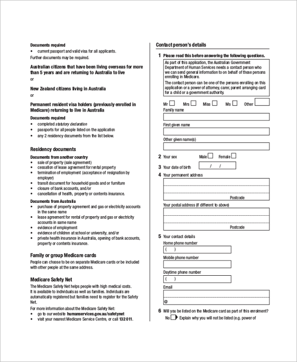 Services australia medicare forms