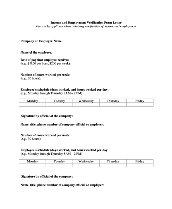 FREE 7 Employment Verification Letter Templates In PDF