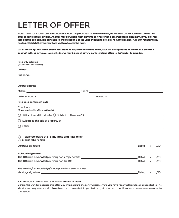 FREE 10+ Sample Real Estate Offer Letter Templates in PDF ...