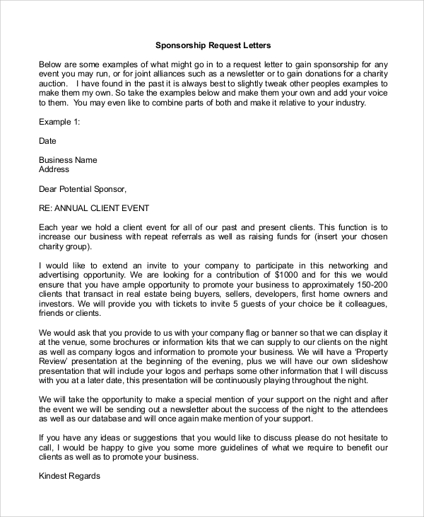 corporate charity sponsorship letter