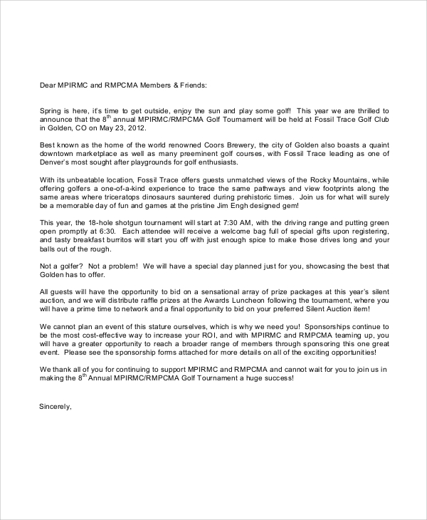 corporate golf sponsorship letter