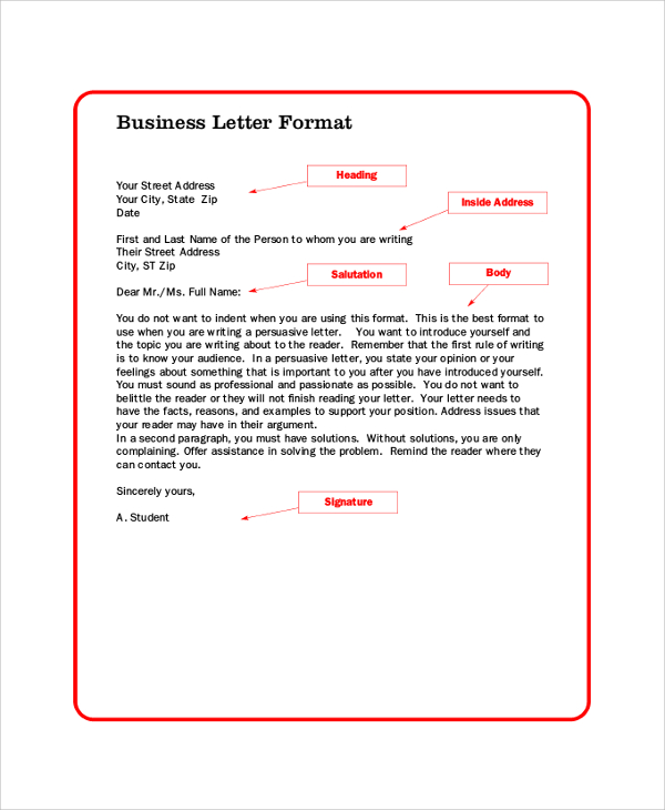 sample business letter