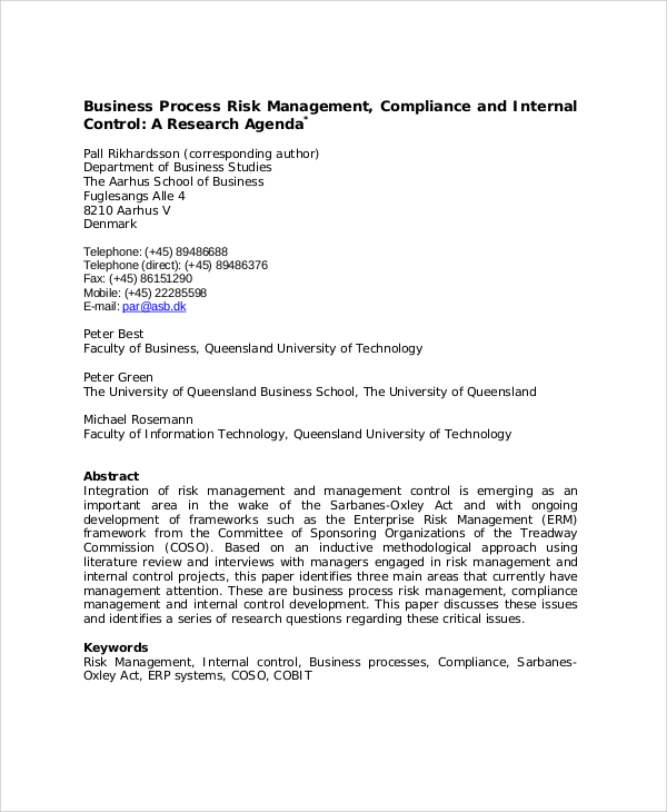 business process risk assessment