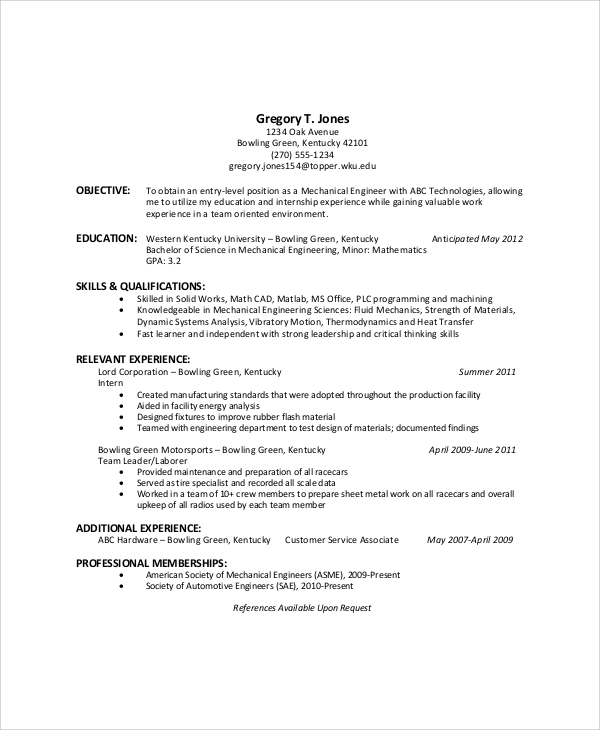 sample resume job objectives