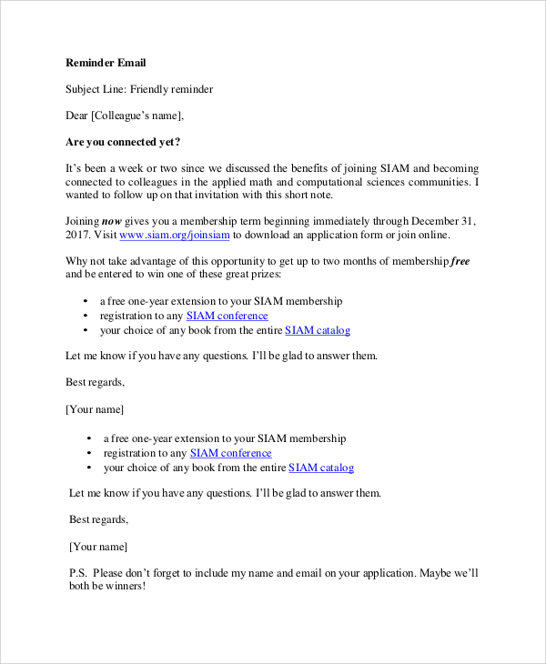 FREE 7+ Sample Reminder Emails in PDF