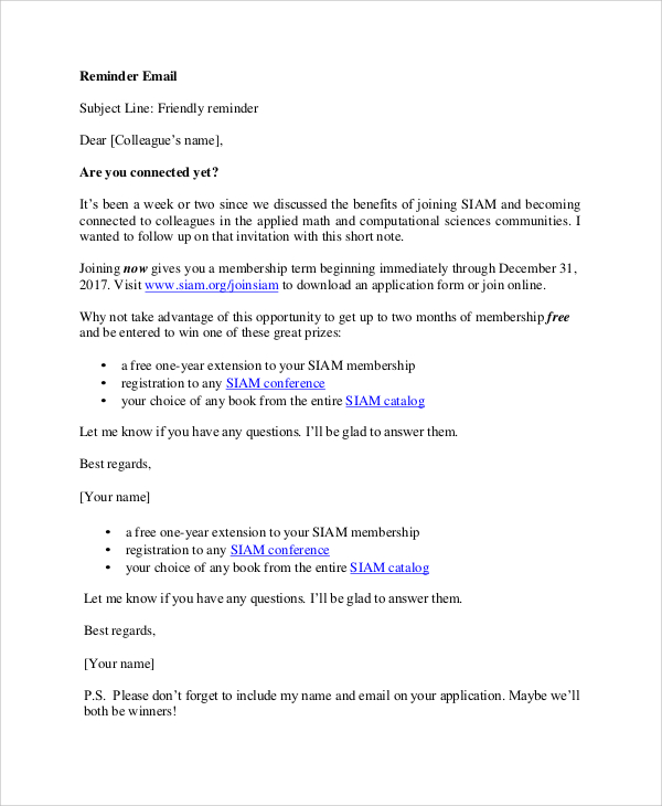 FREE 7 Sample Reminder Emails In PDF