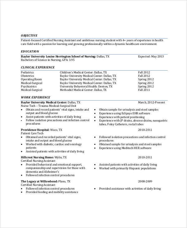 student resume objective examples